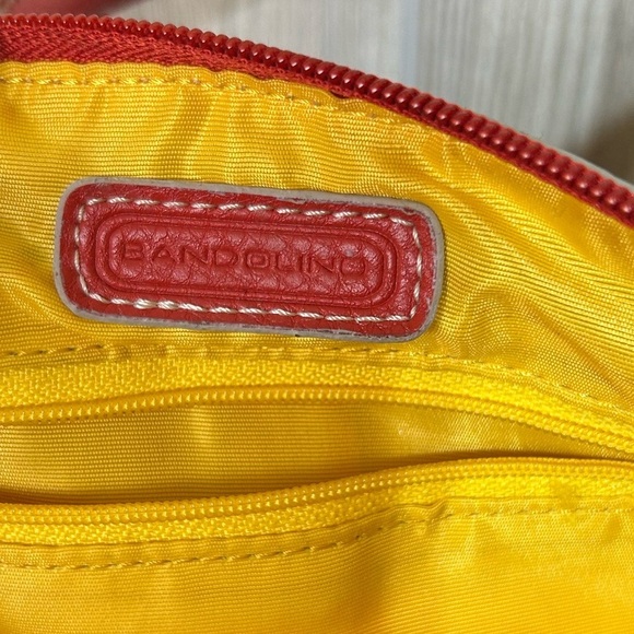 Bandolino Red Pebbled Leather Buckle Strap Shoulder Handbag - Picture 12 of 14